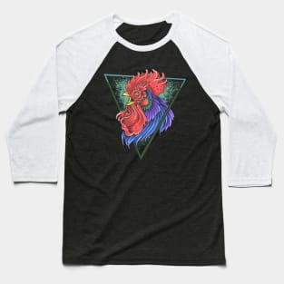 Rooster Colorful Head Baseball T-Shirt